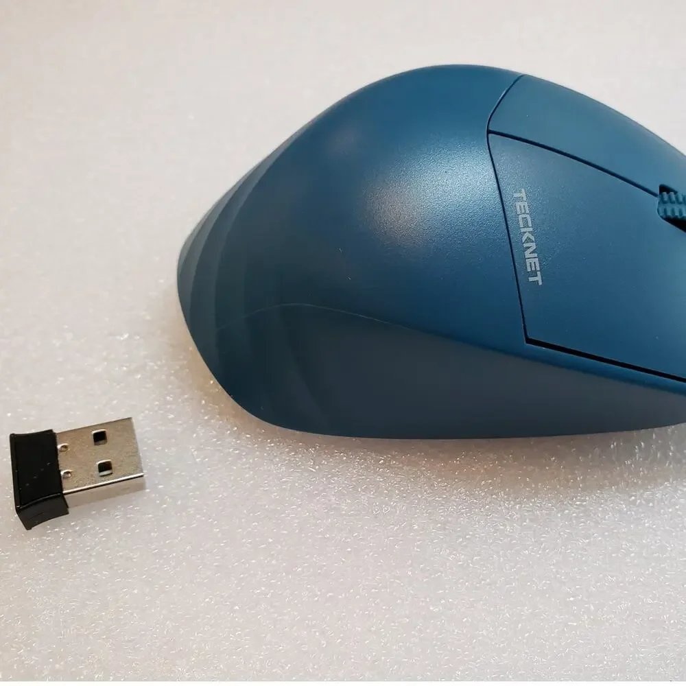TECKNET Wireless Ergonomic Mouse 2.4G Blue Optical Mouse TK-MS075